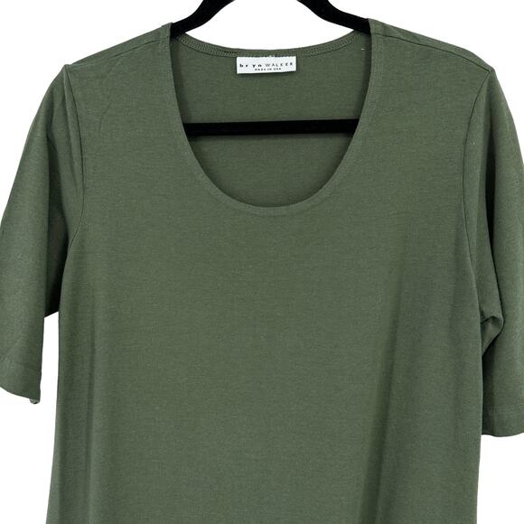 bryn Walker Green Asymmetrical Short Sleeve Tee Dress - Picture 2 of 8